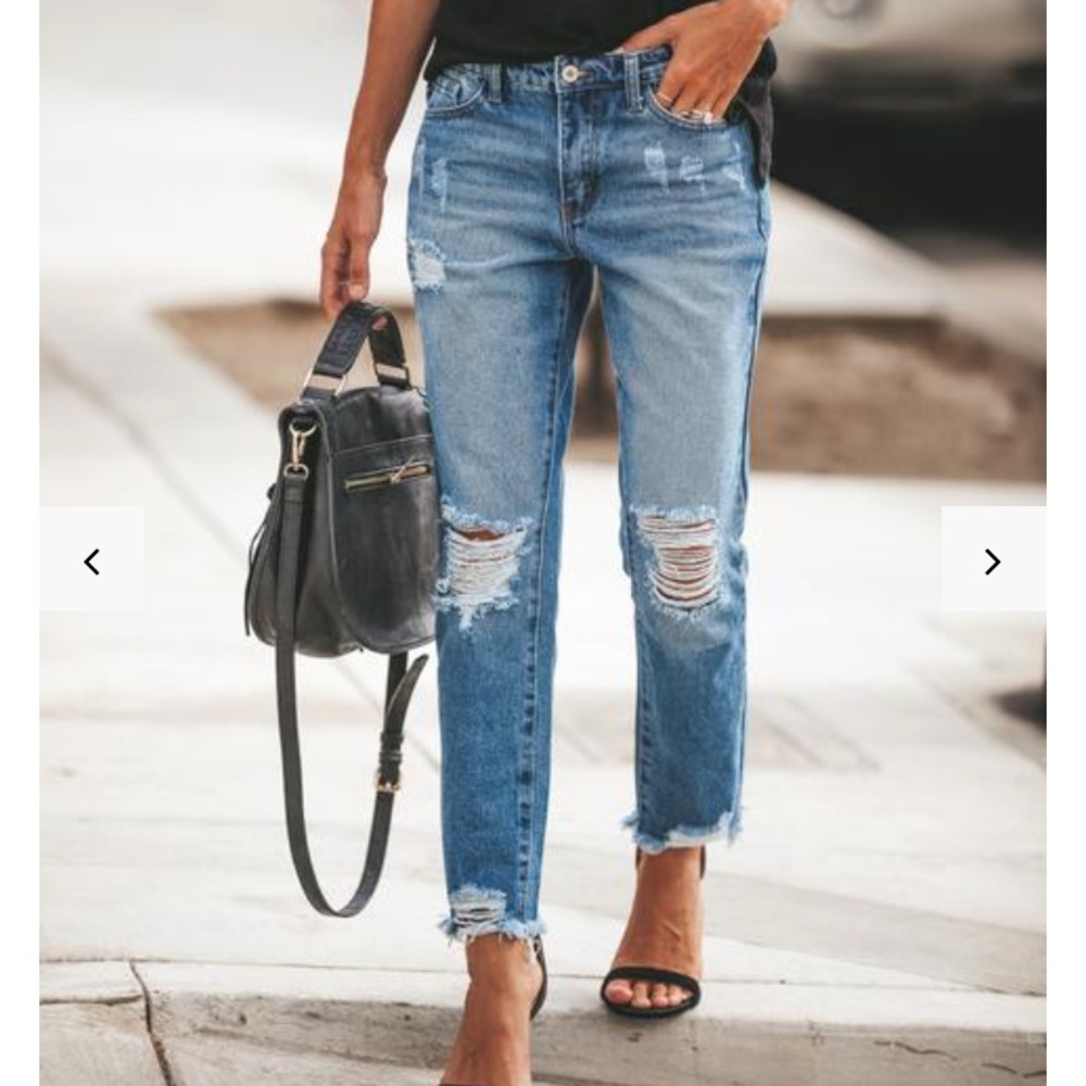 RELAXED COTTON DISTRESSED DENIM